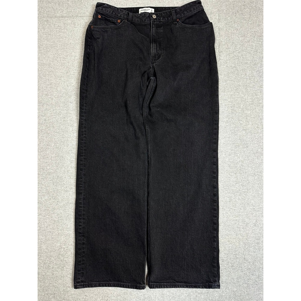 Abercrombie Fitch 90s Relaxed Jean Womens 14 30" Ins Black High Rise Curve Love